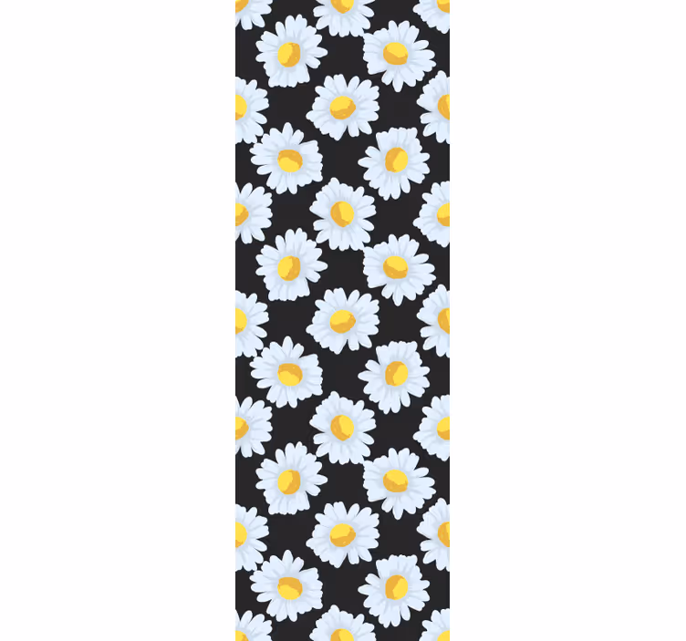 Papier peint floral fleurs de marguerite noire - TenStickers