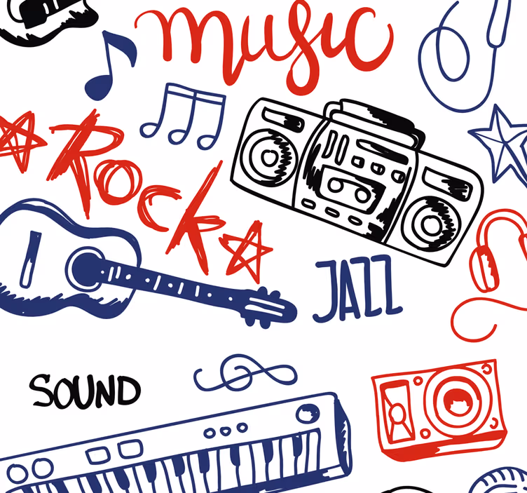 Papier peint texte éléments musicaux - TenStickers
