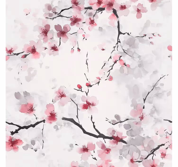 Papier peint salle de bain fond d'écran de fleurs de cerisier ros - TenStickers