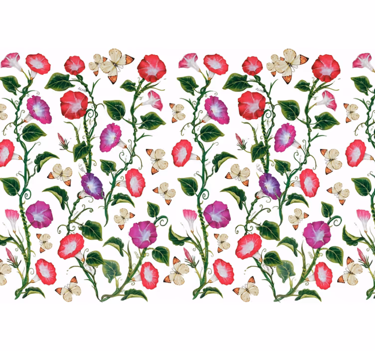 Papier peint floral fleurs en forme de trompette roses et violett - TenStickers