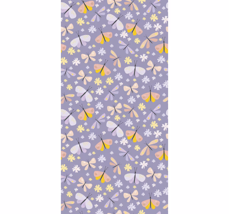 Papier peint papillons fleurs violettes gracieuses - TenStickers