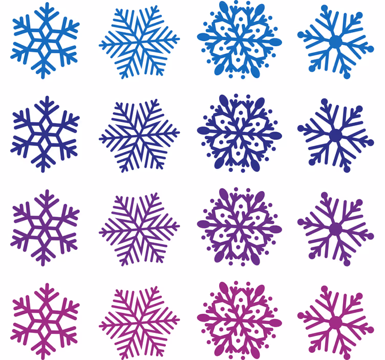 Papier peint noël flocons violets et bleus - TenStickers