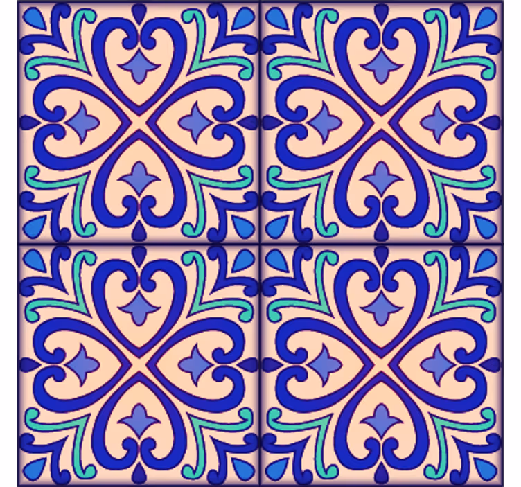 Papier peint carreaux de ciment fleurs talavera - TenStickers