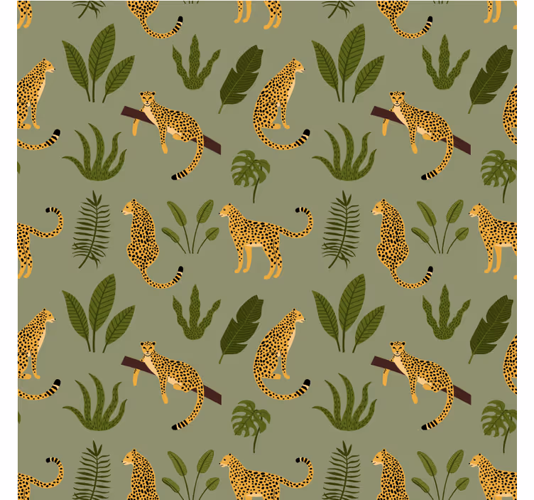 Papier peint chambre design jungle florale léopard - TenStickers