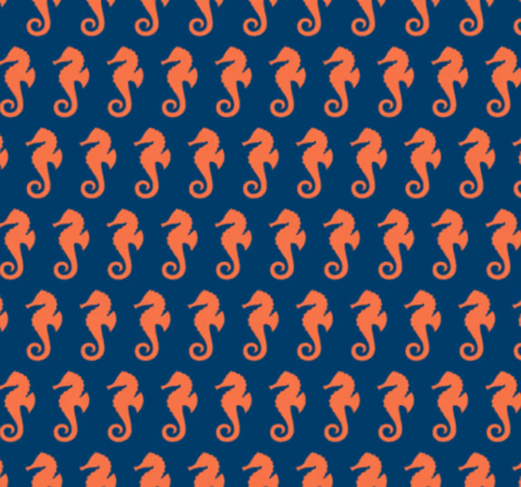 Papier peint chambre motif hippocampe orange - TenStickers