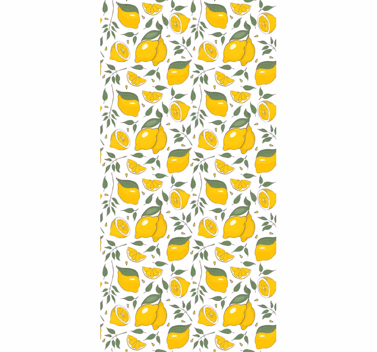 Papier peint chambre citrons et fleurs crème - TenStickers