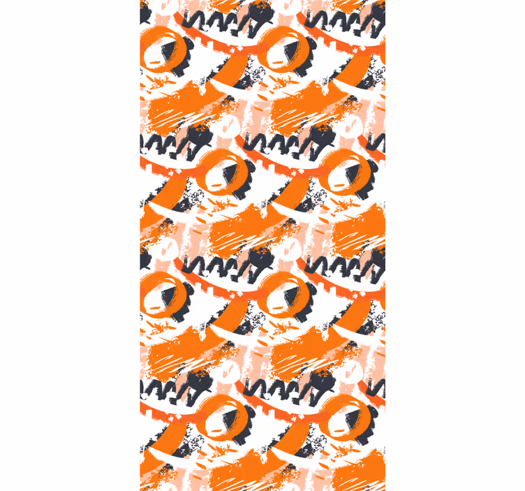 Papier peint ornemental traits aquarelle orange - TenStickers