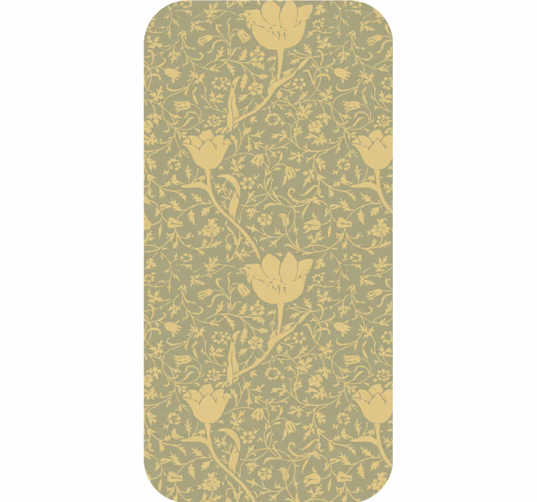 Papier peint ornemental motif floral subtil or et vert - TenStickers