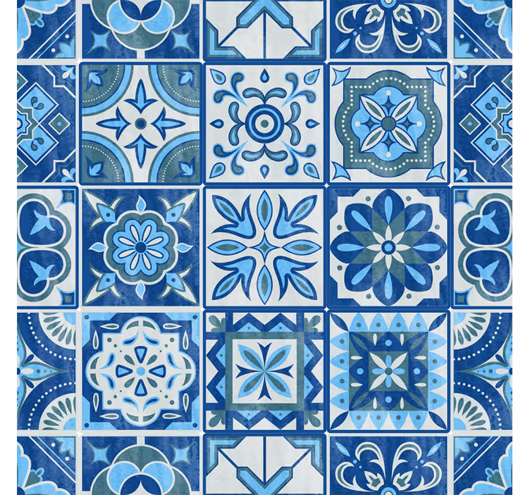 Papier peint carreaux de ciment motif bleu talavera - TenStickers