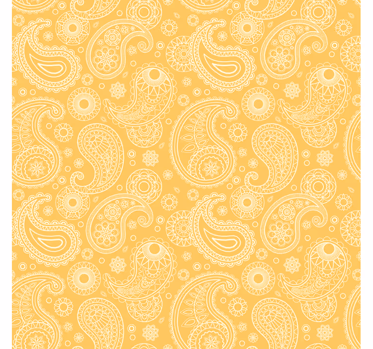 Papier peint salon motif paisley jaune arabe - TenStickers