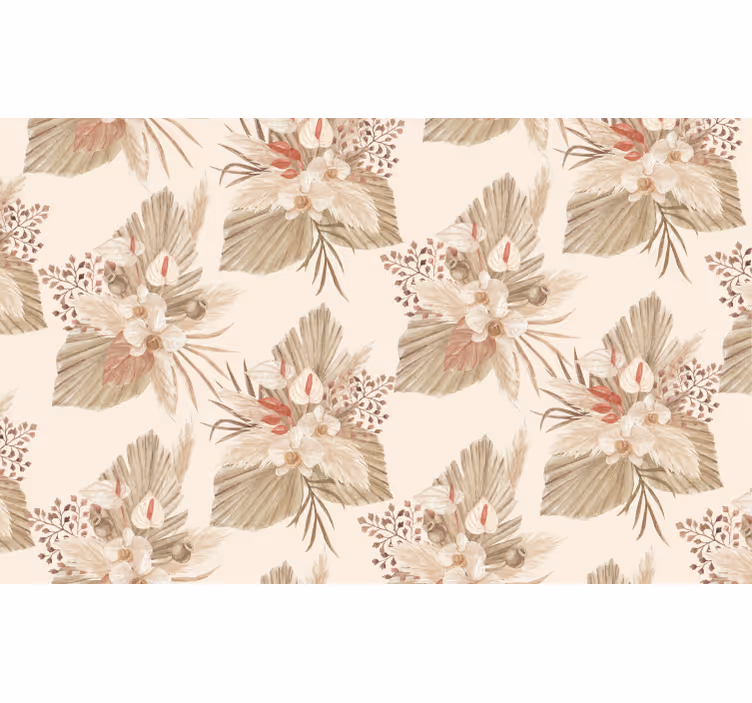 Papier peint salon fleurs séchées et herbes de la pampa - TenStickers