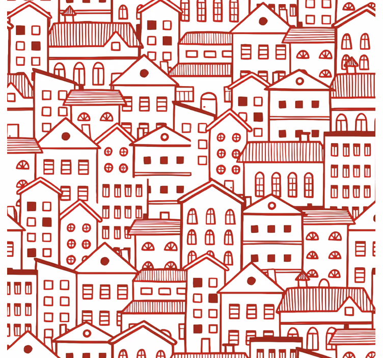Papier peint motif effet bande dessinée ville moderne - TenStickers