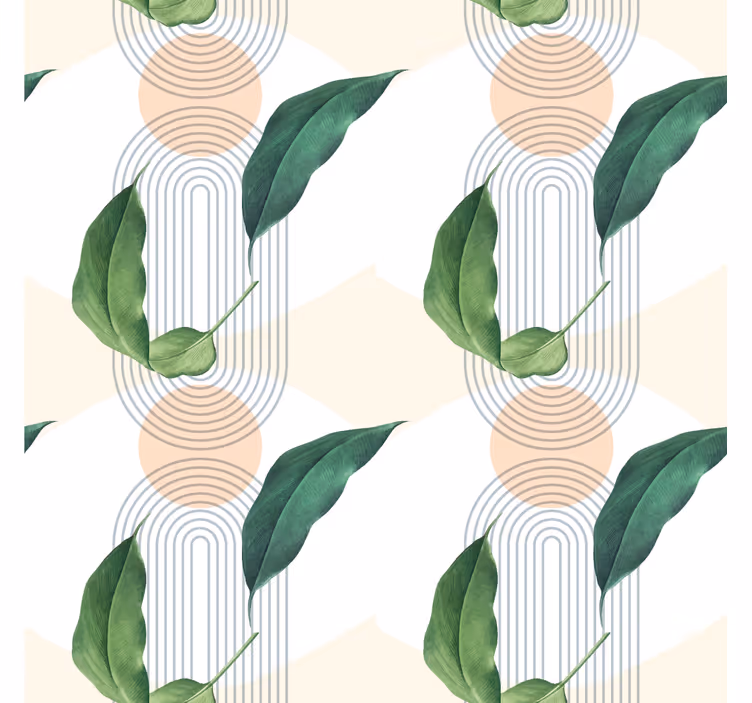 Papier peint chambre motif géométrique feuillu - TenStickers
