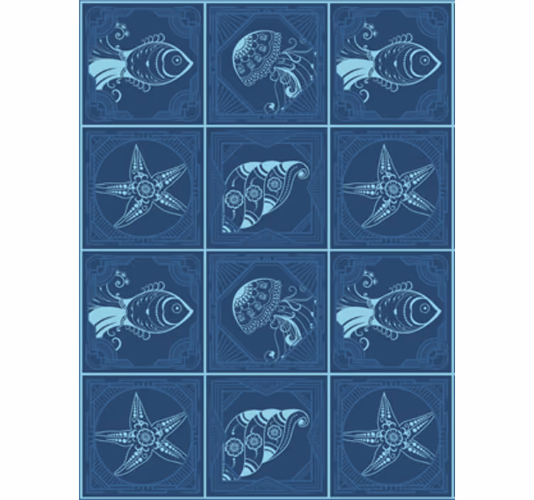 Papier peint animaux vie marine ornementale - TenStickers