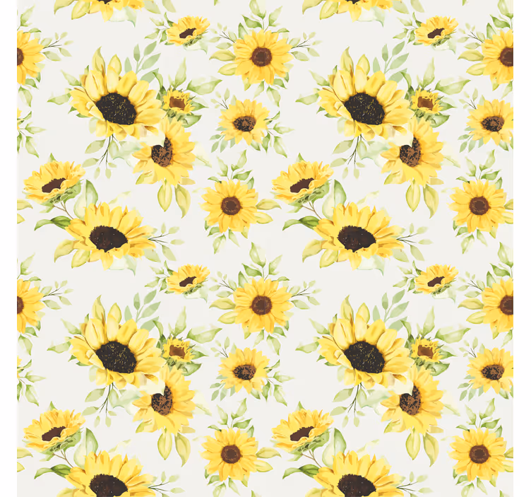 Papier peint motif motif tournesols aquarelle seamless - TenStickers