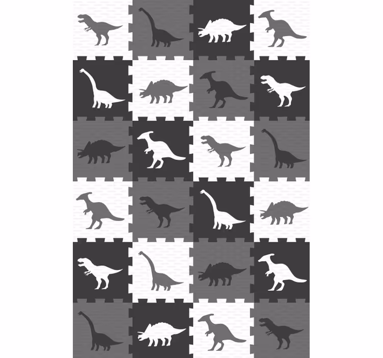 Papier peint animaux puzzle gris - TenStickers