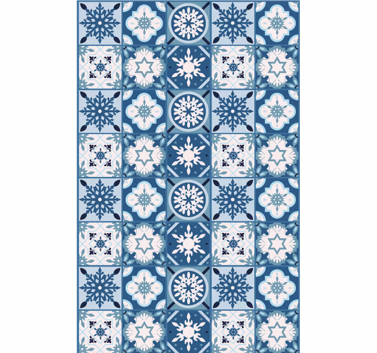 Papier peint noël carreaux de flocons bleus - TenStickers