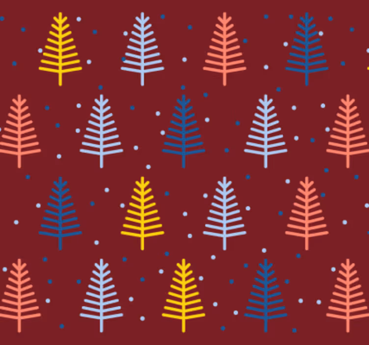 Papier peint noël motif arbres rouges - TenStickers