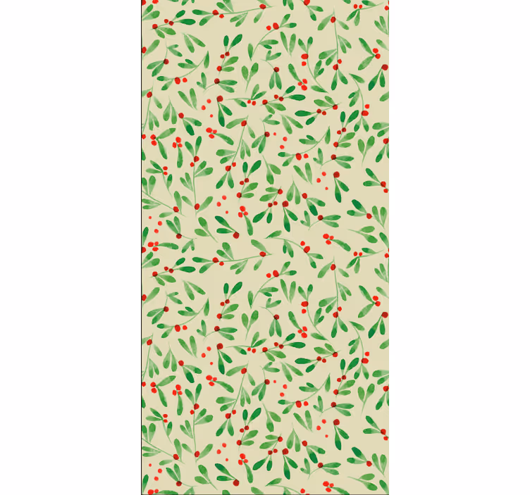 Papier peint noël motif de baies festives - TenStickers