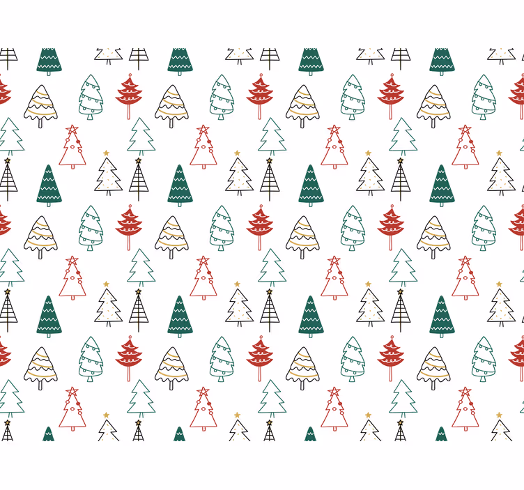 Papier peint noël motif d'arbres festifs - TenStickers