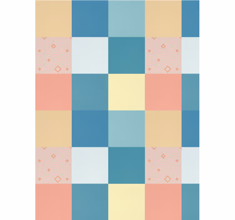 Papier peint salle à manger motif patchwork rétro coloré - TenStickers