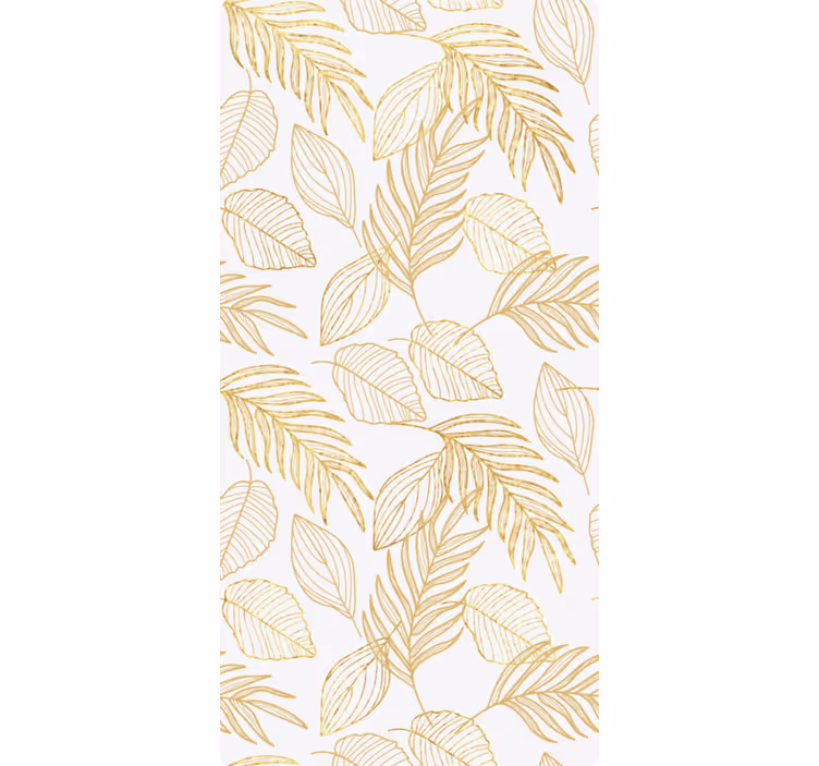 Papier peint nature blanc aux feuilles dorées - TenStickers