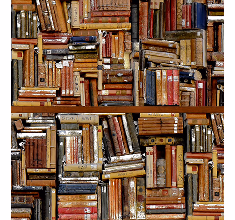 Papier peint vintage livres empilés - TenStickers