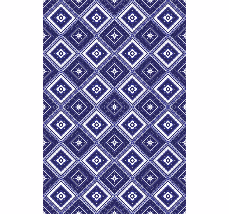 Papier peint carreaux de ciment motif losanges bleus - TenStickers