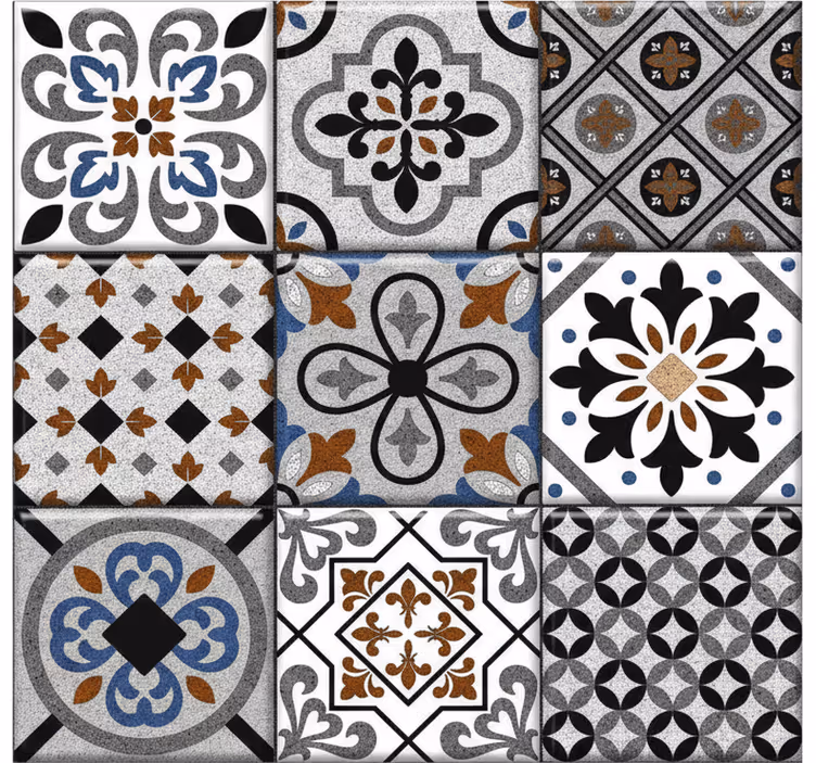 Papier peint carreaux de ciment design marocain sombre - TenStickers