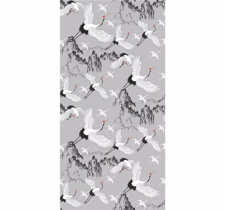 Papier peint chambre enfant grues élégantes et sommets - TenStickers
