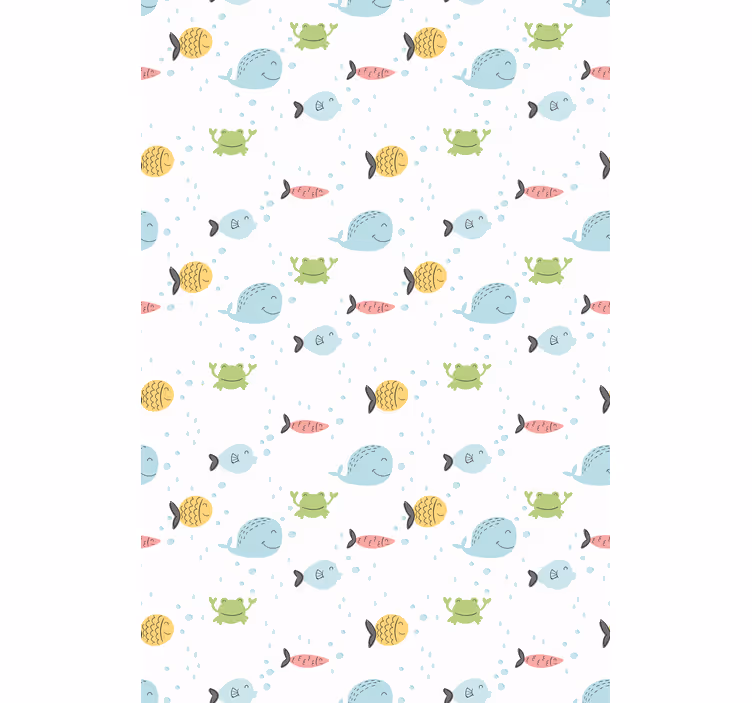 Papier peint chambre enfant poissons colorés sur fond blanc - TenStickers
