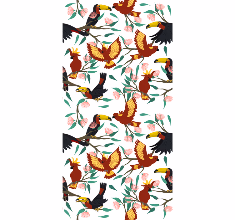 Papier peint chambre enfant perroquets et toucans - TenStickers