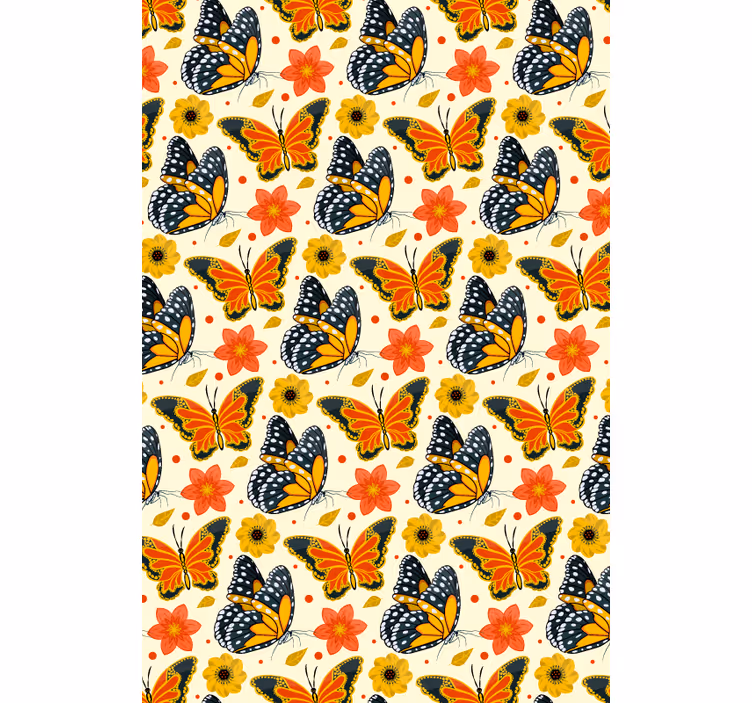 Papier peint chambre enfant motif floral papillons - TenStickers