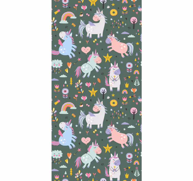 Papier peint chambre enfant motifs licornes féeriques - TenStickers