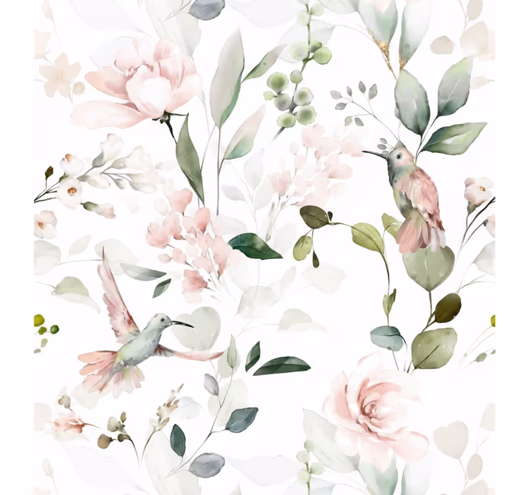 Papier peint salon oiseau pastel doux - TenStickers
