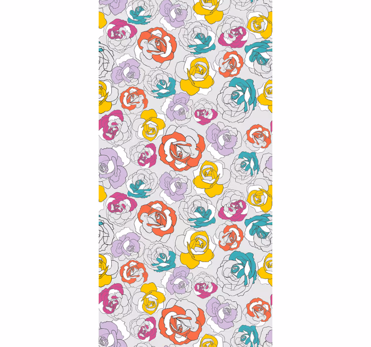 Papier peint couloir motif roses colorées - TenStickers