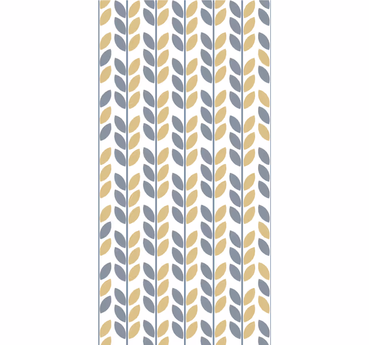 Papier peint scandinave feuilles verticales grises et jaunes - TenStickers