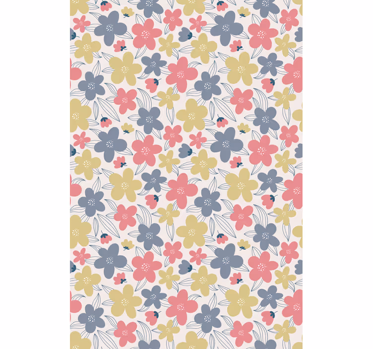 Papier peint scandinave motif floral aux couleurs claires - TenStickers