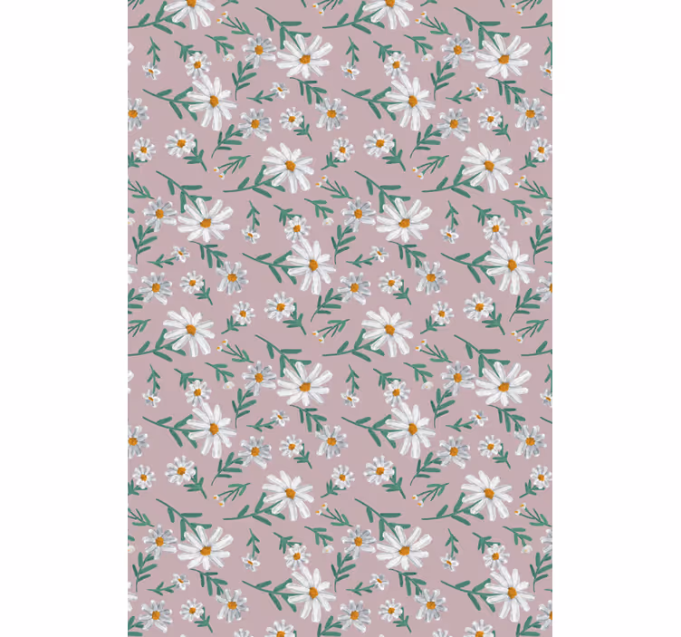 Papier peint salon fleur marguerite rose années 70 - TenStickers