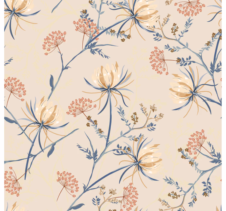 Papier peint salon motifs floraux élégants - TenStickers