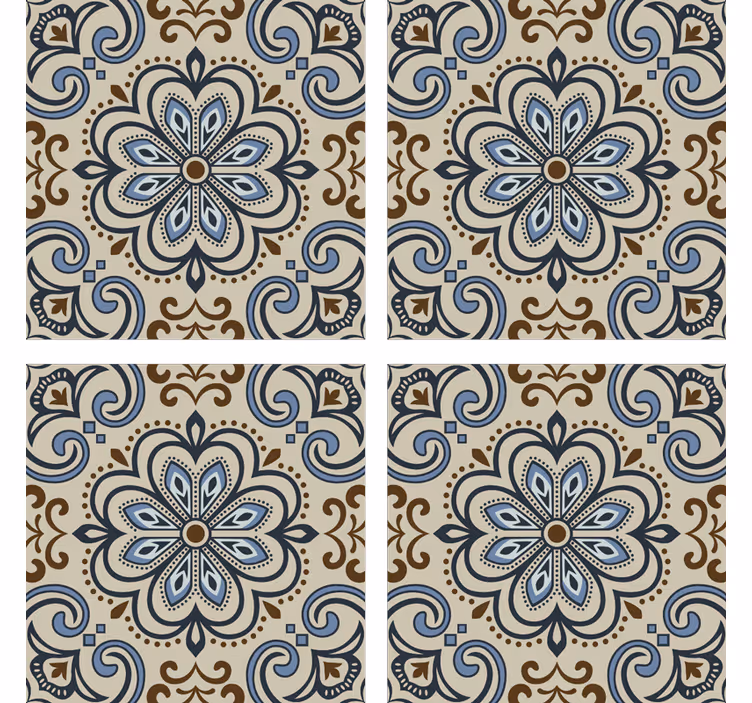 Papier peint carreaux de ciment motifs floraux - TenStickers