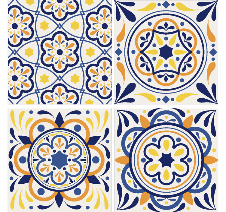 Papier peint carreaux de ciment style portugais - TenStickers