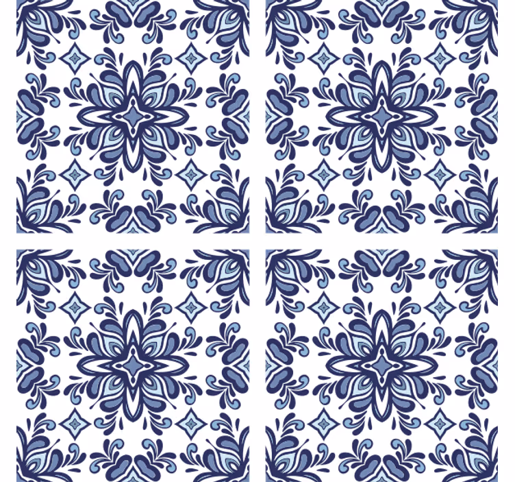 Papier peint carreaux de ciment style marocain bleu - TenStickers