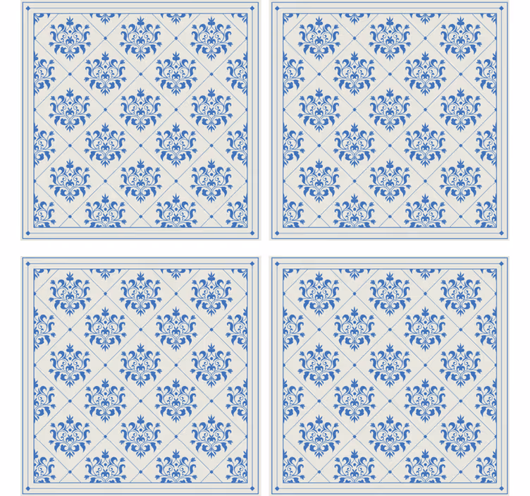 Papier peint carreaux de ciment motif vintage floral - TenStickers