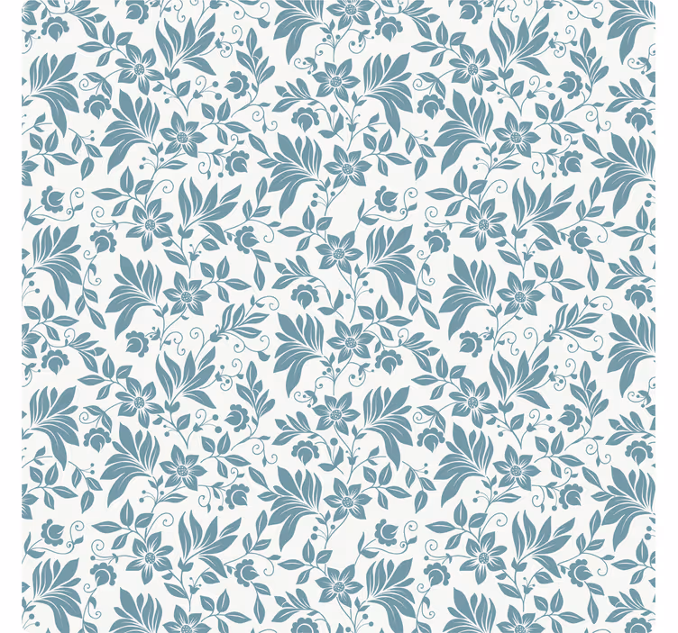 Papier peint carreaux de ciment turquoise floral - TenStickers