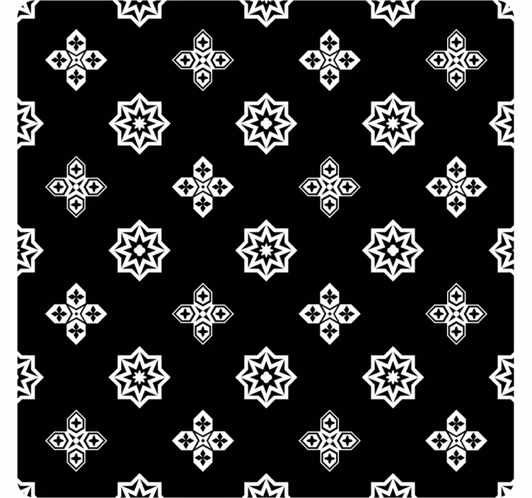 Papier peint carreaux de ciment motif vintage noir et blanc - TenStickers