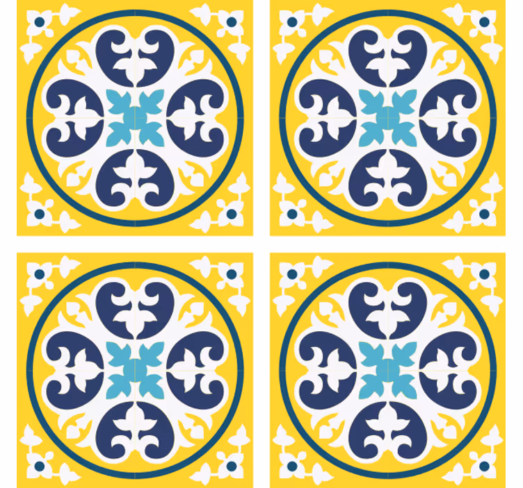 Papier peint carreaux de ciment motif floral - TenStickers