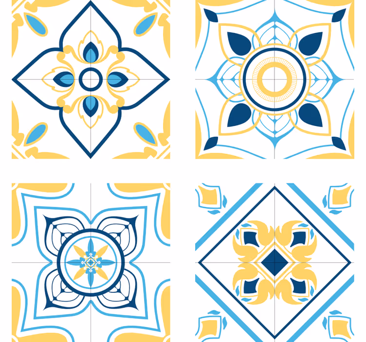 Papier peint carreaux de ciment motifs géométriques - TenStickers