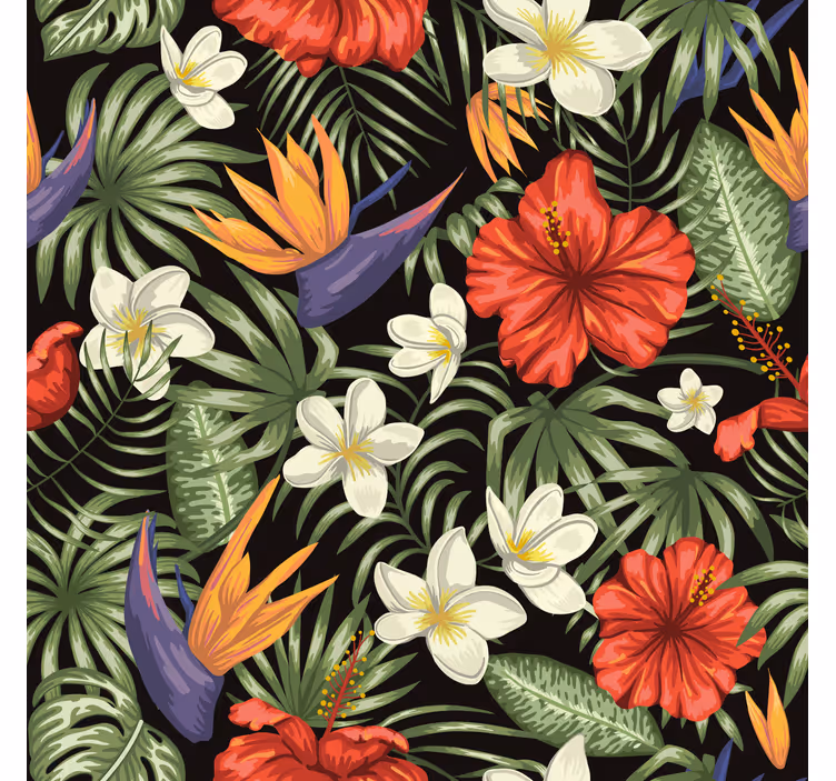 Papier peint floral motif plantes de jungle tropicale - TenStickers