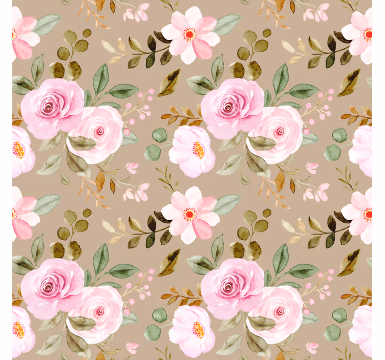 Papier peint floral roses vintage beige texture - TenStickers